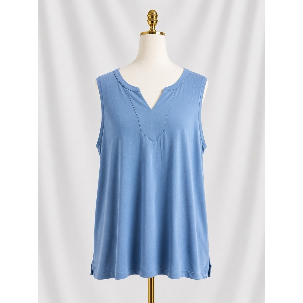 Susan Graver Modern Essentials Liquid Knit A-Line Tunic Top Blue Size 3XP Petite